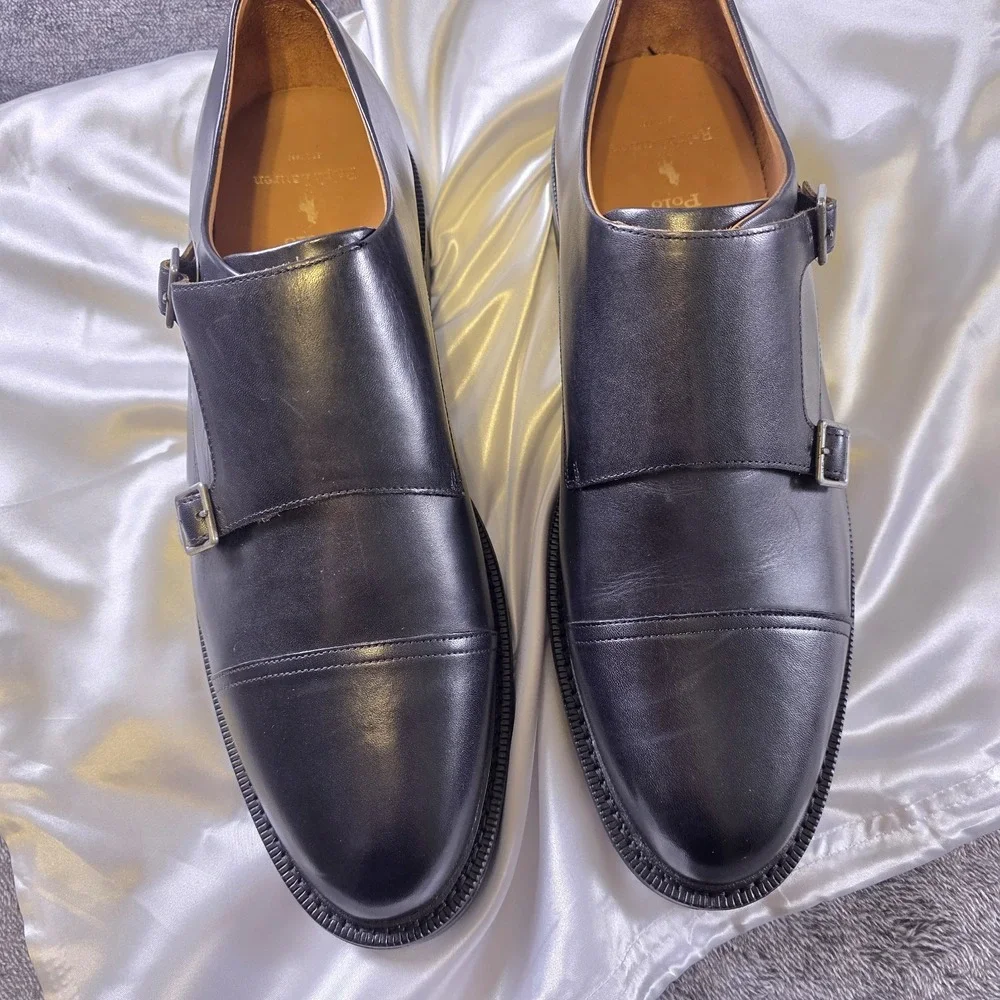 Polo Ralph Lauren Asher Double Monk Strap Oxford Leather Dress Shoes Size 14